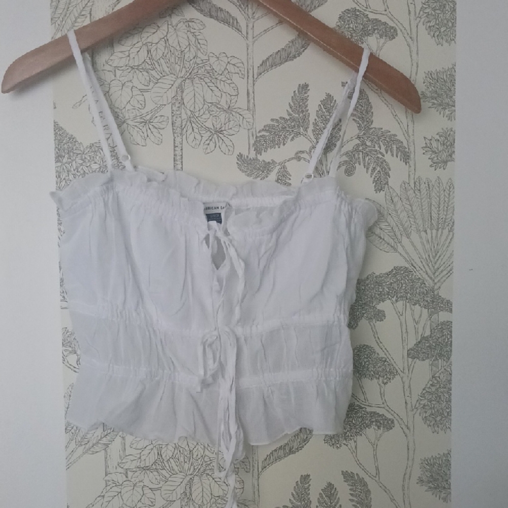 American Eagle WHITE CROPPED COTTON TOP